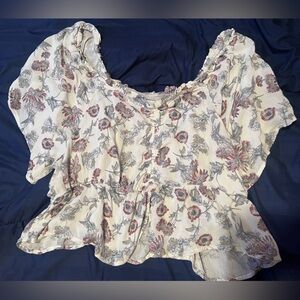 True Craft Cream Floral Blouse